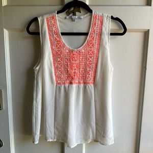 Embroidered flowy tank